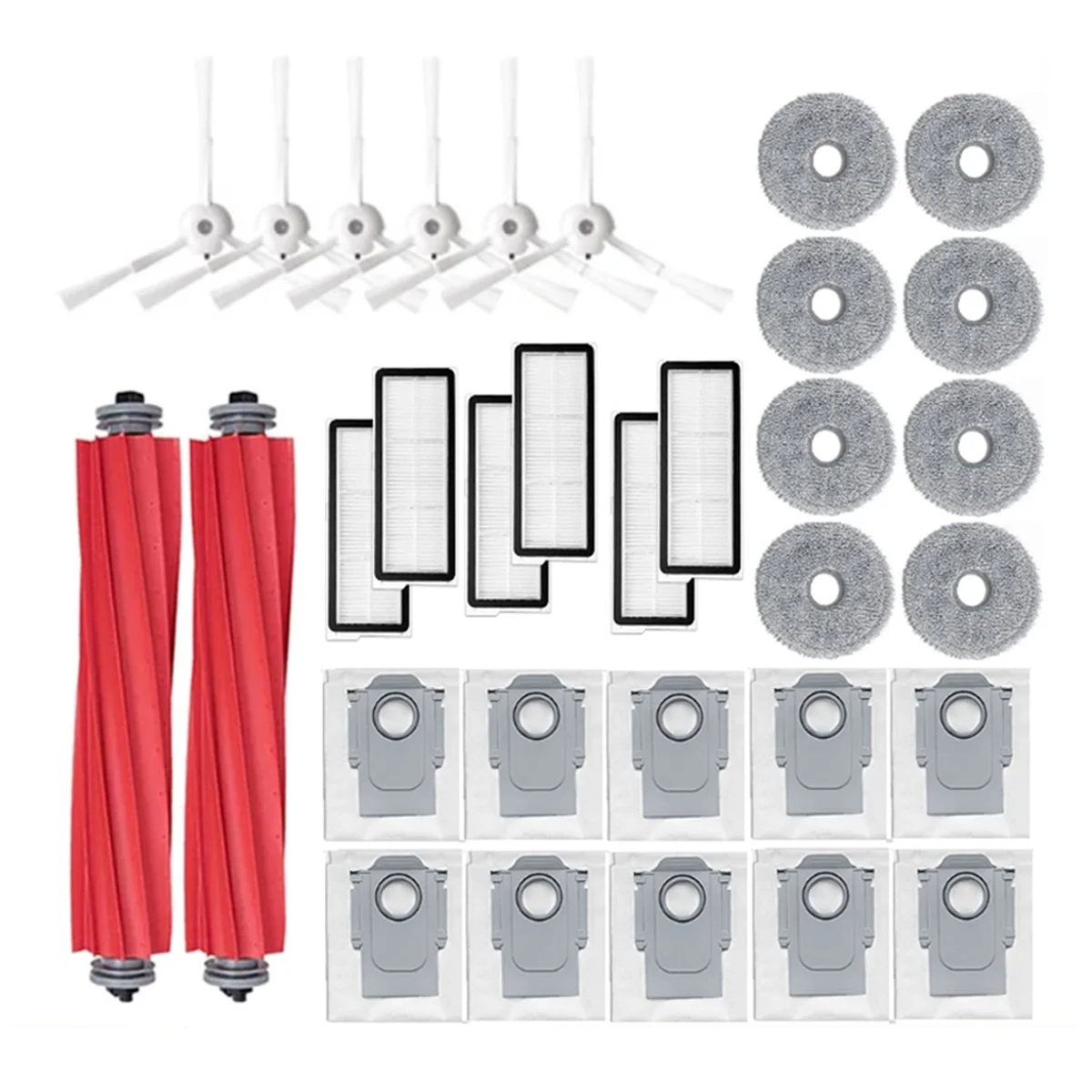 ชุดอุปกรณ์เสริม32ชิ้นสำหรับ roborock Q Revo maxv/roborock P10 Pro หุ่นยนต์ดูดฝุ่นตัวกรองด้านข้างหลักถุงหูรูดม็อบ