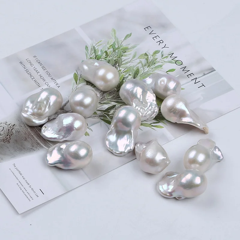 

Wholesale Natural White Freshwater 16-18mm Large Size Baroque Flameball Fireball Loose Pearls Jewelry