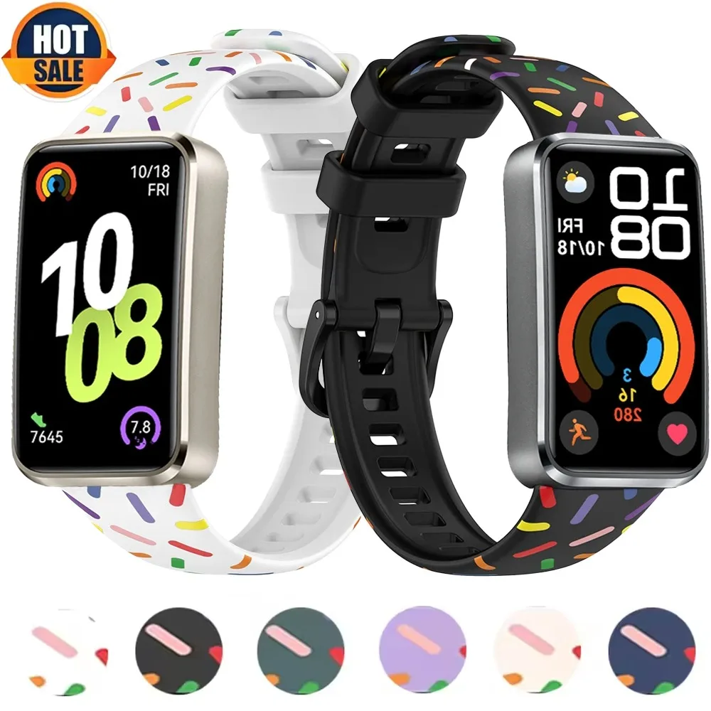 Soft Printed Silicone Strap for Huawei Band 10 Smartwatch Breathable Comfortable Beltd Bracelet for Huawei Band 10/9/8 Accessory