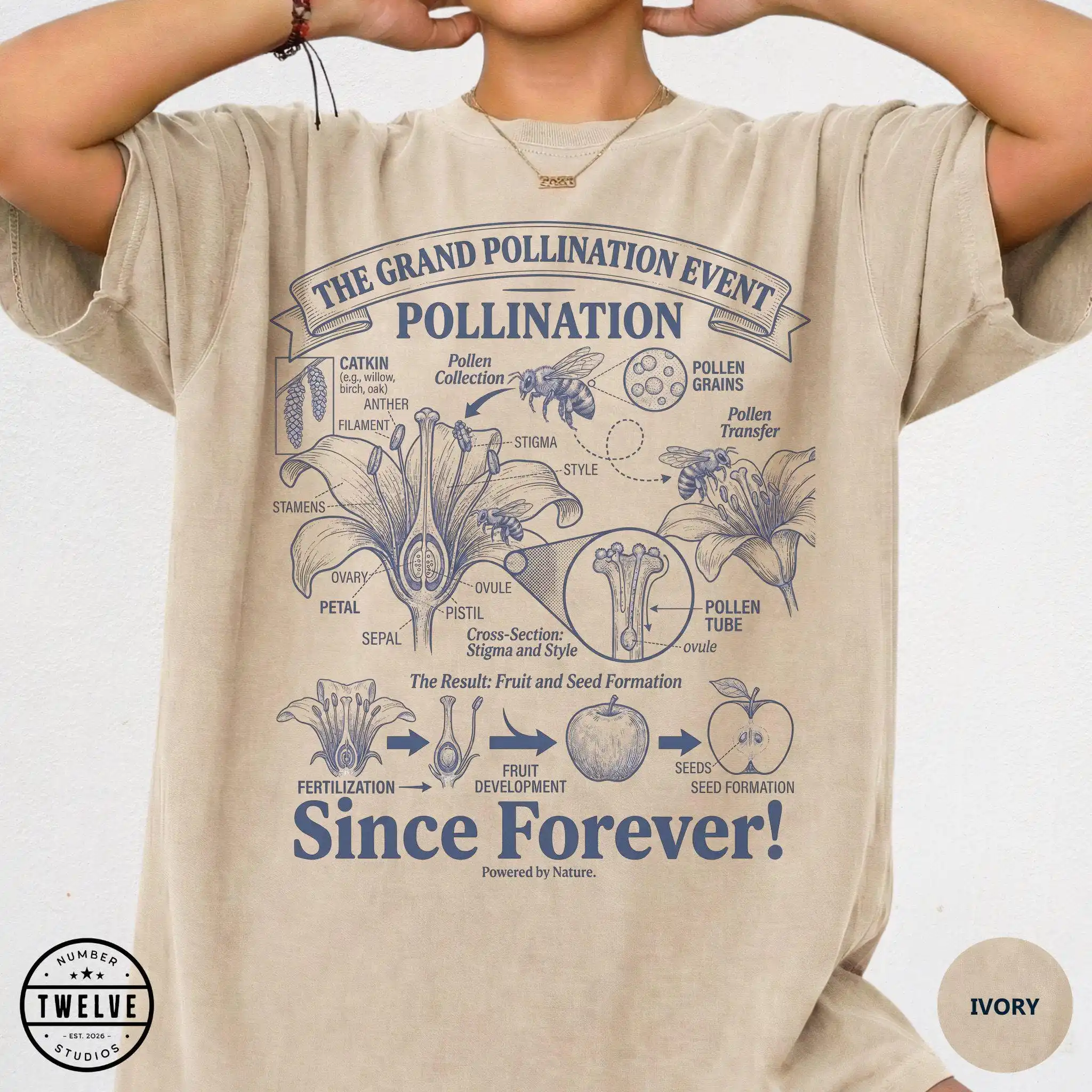 Vintage Pollination Science T-Shirt, Retro Biology Flower Diagram Tee, STEM Learning Gift, Unisex Shirt