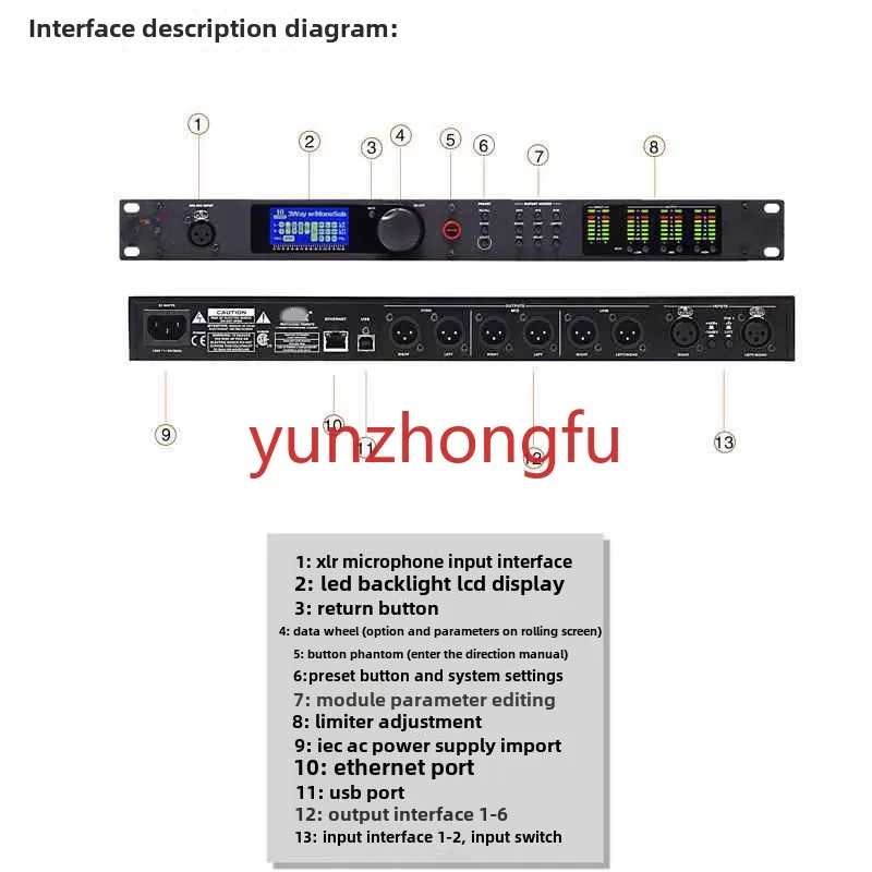 PA2 Professional Bar Stage Performance Speaker Line Array Frequency Division 2 in 6 Out Digital Audio Processor