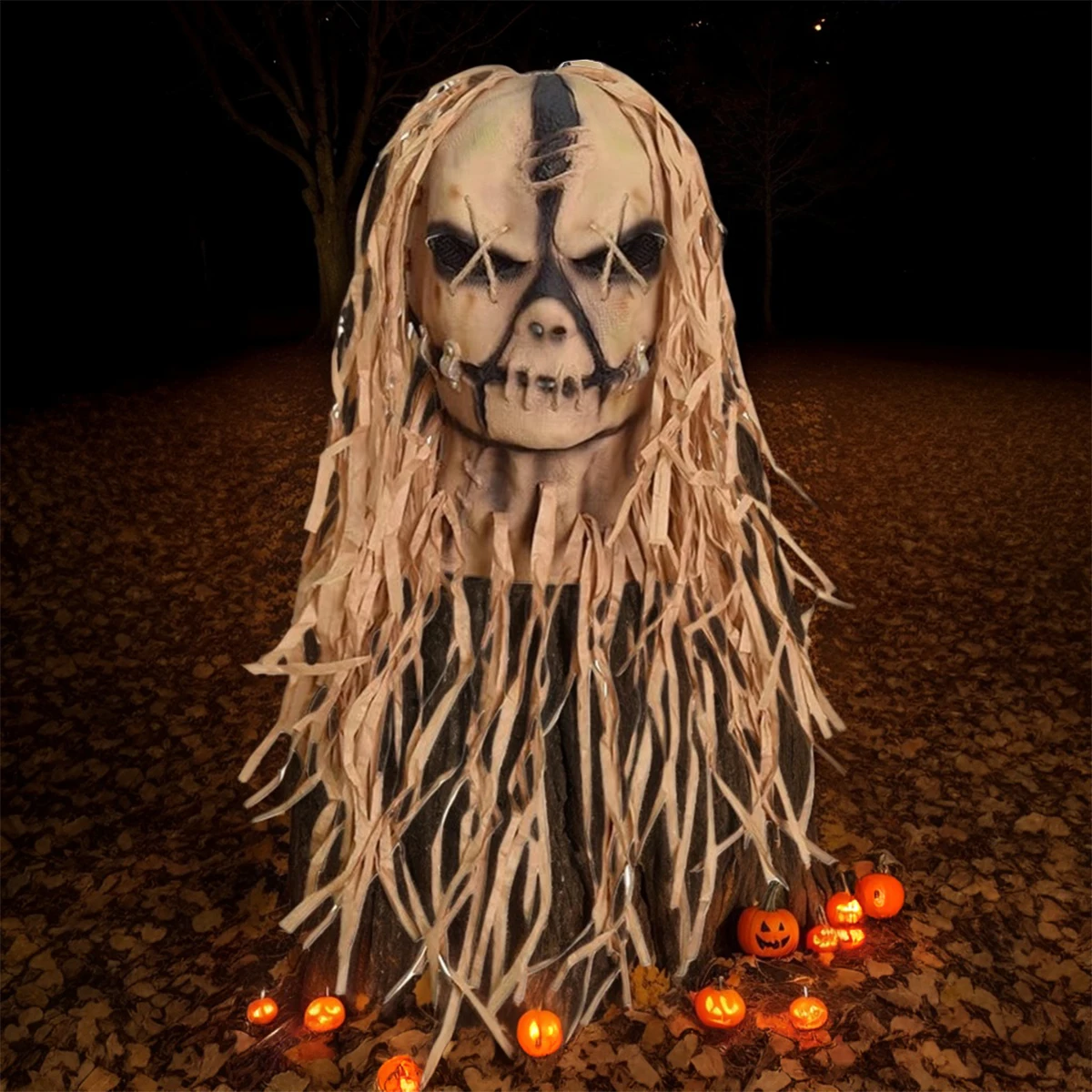 

Halloween Scary Scarecrow Mask Fullhead Horror Halloween Mask Cosplay Gift Props Outdoor Decoration