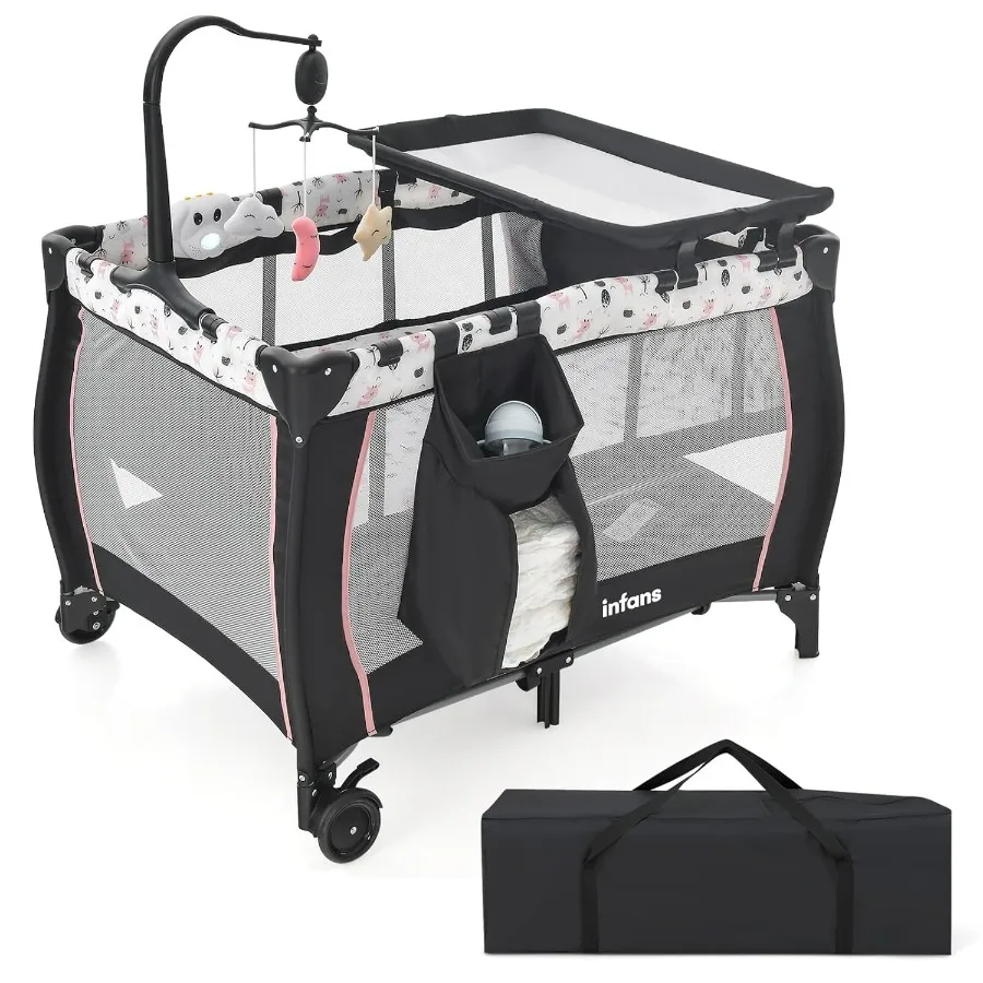Pack et jeu 3 en 1, berceau de voyage Portable avec matelas amovible, Table à langer pour nouveau-né, parc pliable avec