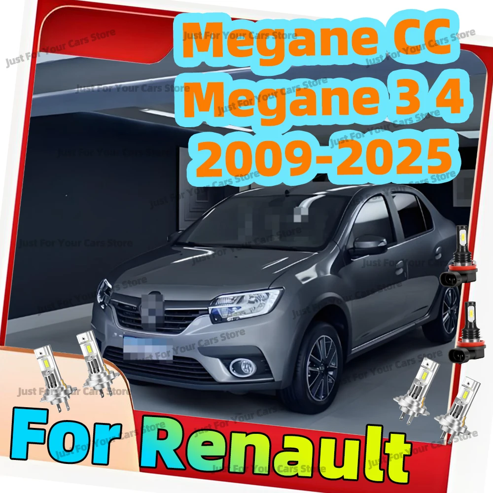 

2/6x LED Headlights 12V 6000K Fog Lamp For Renault Megane CC 2011-2025 Megane 3 4 III IV Grandtour/Hatchback 2016-25 Grand Coupe