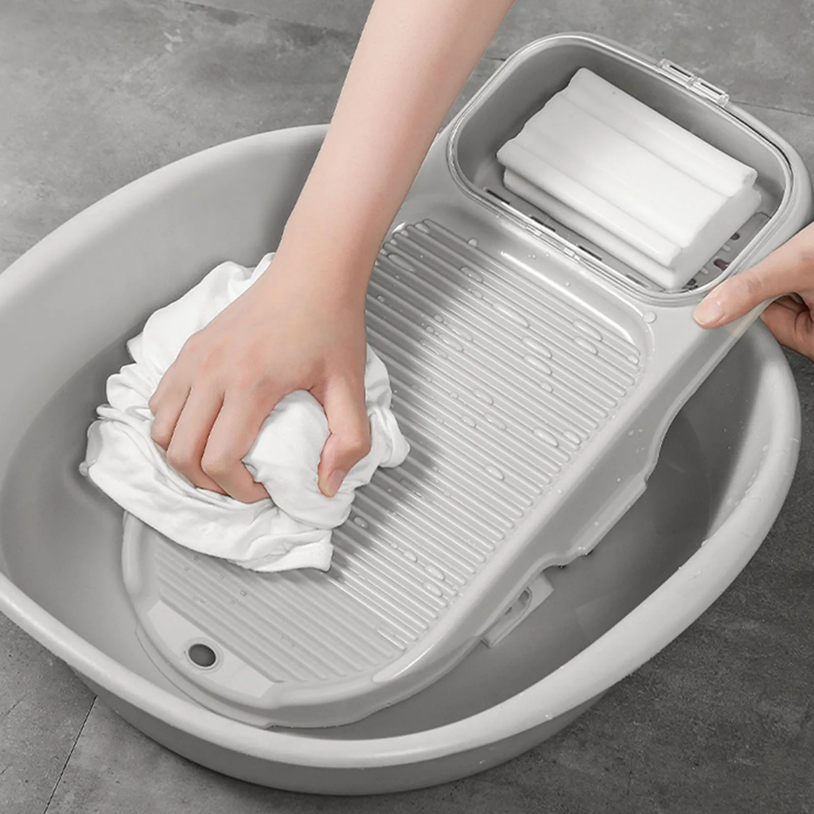 Hand Washboard Mini Washing Board 2 in 1 Portable Laundry Board with Soap Dish for Household Hand Washing Clothes Laundry Board