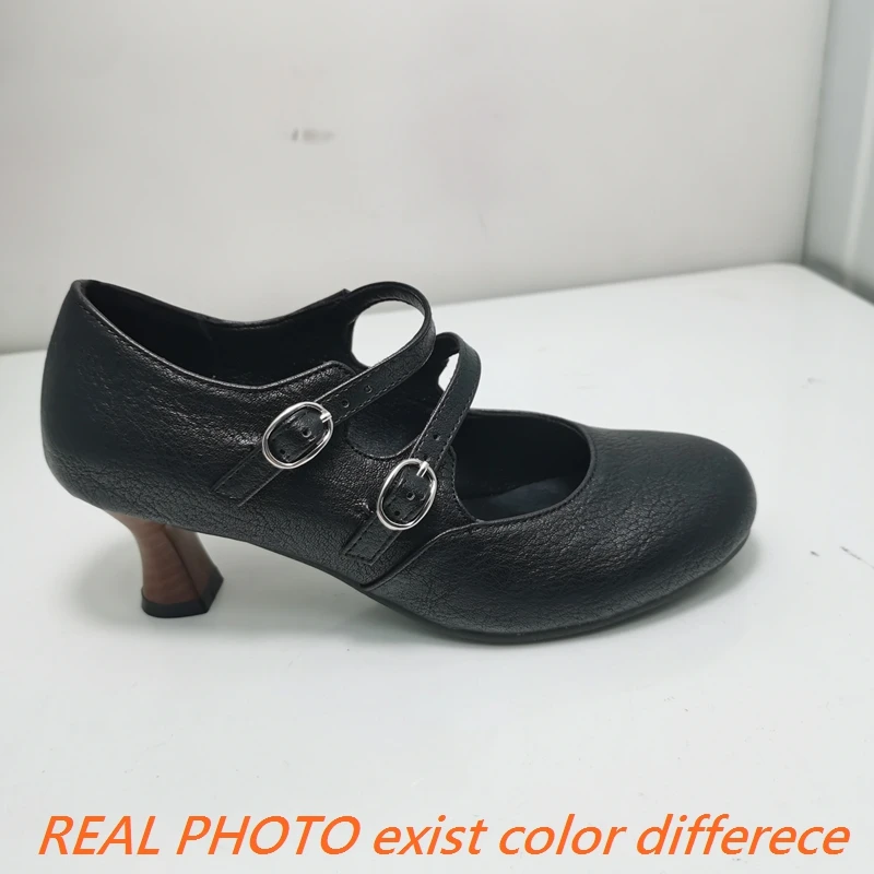 REAVE CAT Brand Ladies Pumps Round Toe Double Buckle Strap Strange Heels 6cm Sweet Dating Female Shoes Big Size 48 49 50 Spring view 5