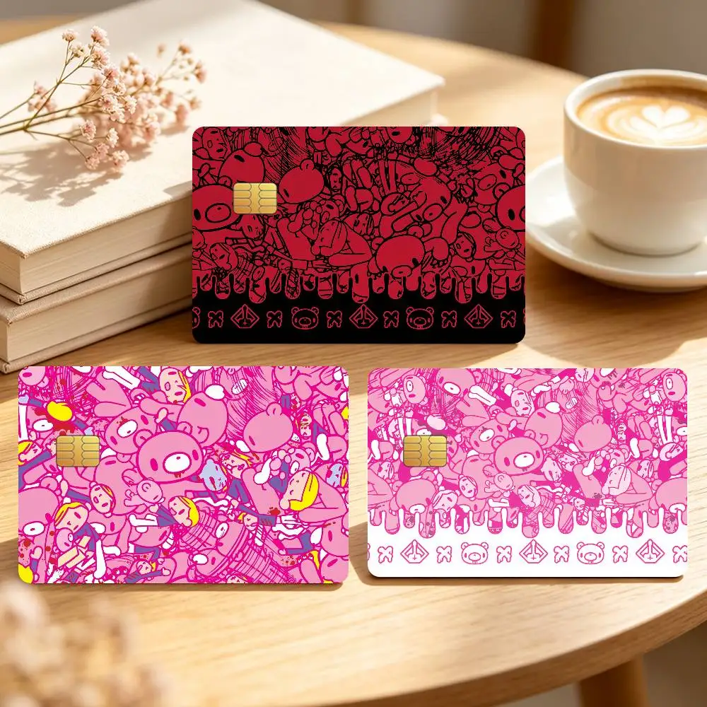 Fashion Pink G-Gloomy Bear Cute Credit Card Skin Stickers For Bank Bus Metro Cards Waterproof Anti-Scratch Gift 4PCS