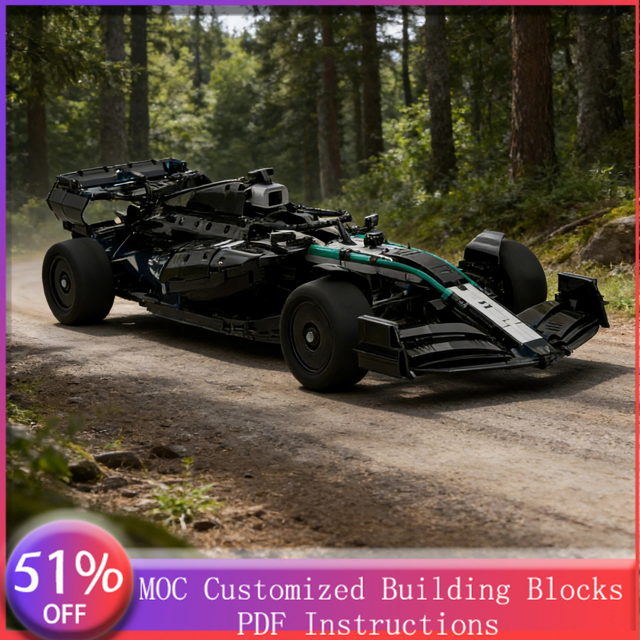 

3429 PCS Sports Car Black replica V6 engine four-wheel MOC Customize Modular Building Block Popular DIY Boys Assembly Toy Gift