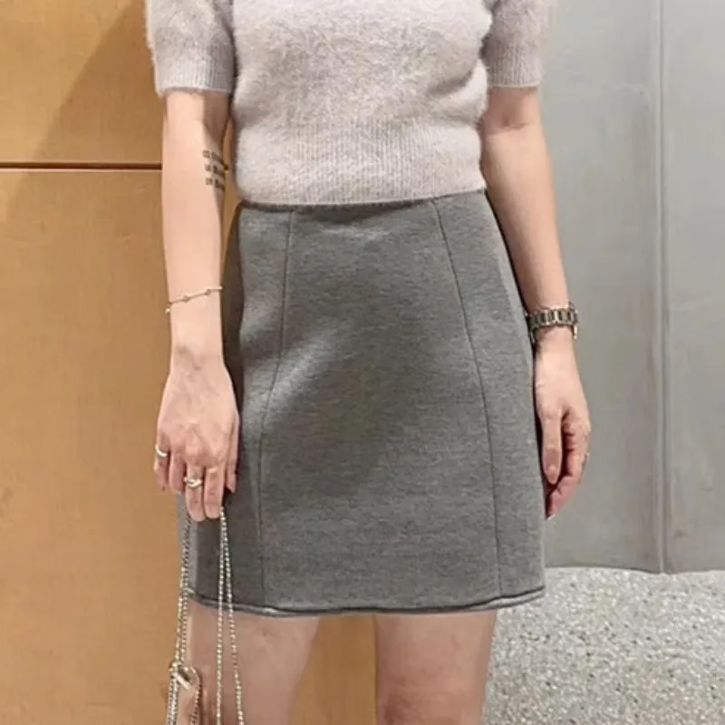 Autumn 2024 New All-match Women Jupe Solid Color High Waist Three-dimensional Bodycon Skirts Japan Style Slim Skirt Pants