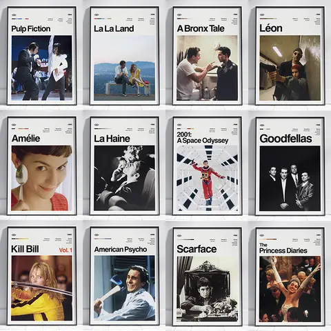 Bilashmart Vintage Classic Movie Series Canvas Poster Prints Pulp Fiction Kill Bill Wall Art Picture Home Wall Decor Painting Home Decor