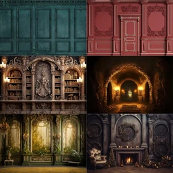 Dark Retro Palace Theme Photography Background Vintage Castle Hall Magic Staircase Church Scene Wizard Halloween Portrait Props