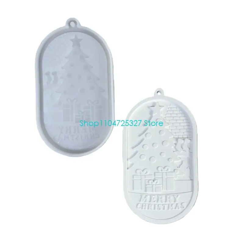 D8KF Christmas Ornament Resin Mold Pendant Mold Keychains Resin Mold with Holes
