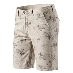 Shorts Men Summer Cotton Middle Waist Male Casual Printed Beach Stretch Short Pants Homme