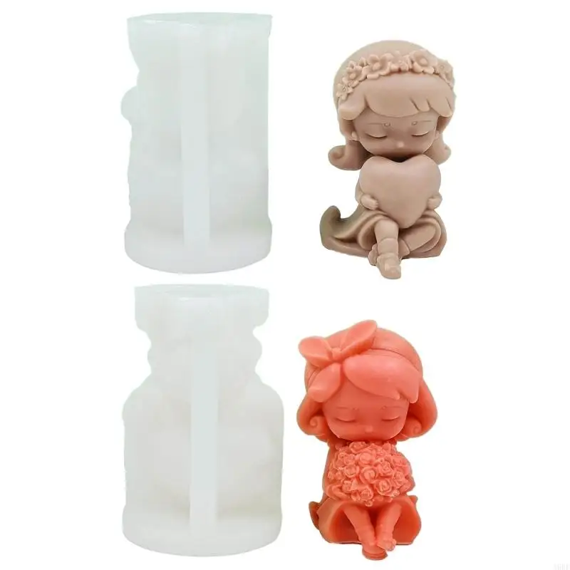 

A9BF Girls Epoxy Resin Mold Handmade Soap Molds DIY Little Girl Silicone Mould