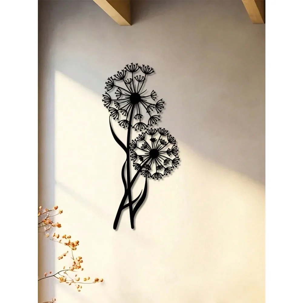 Metal Dandelion Wall Decor - Flying Seed Sculpture, Rustproof Modern Home Art for Kitchen Garden Bathroom, Housewarming Holiday