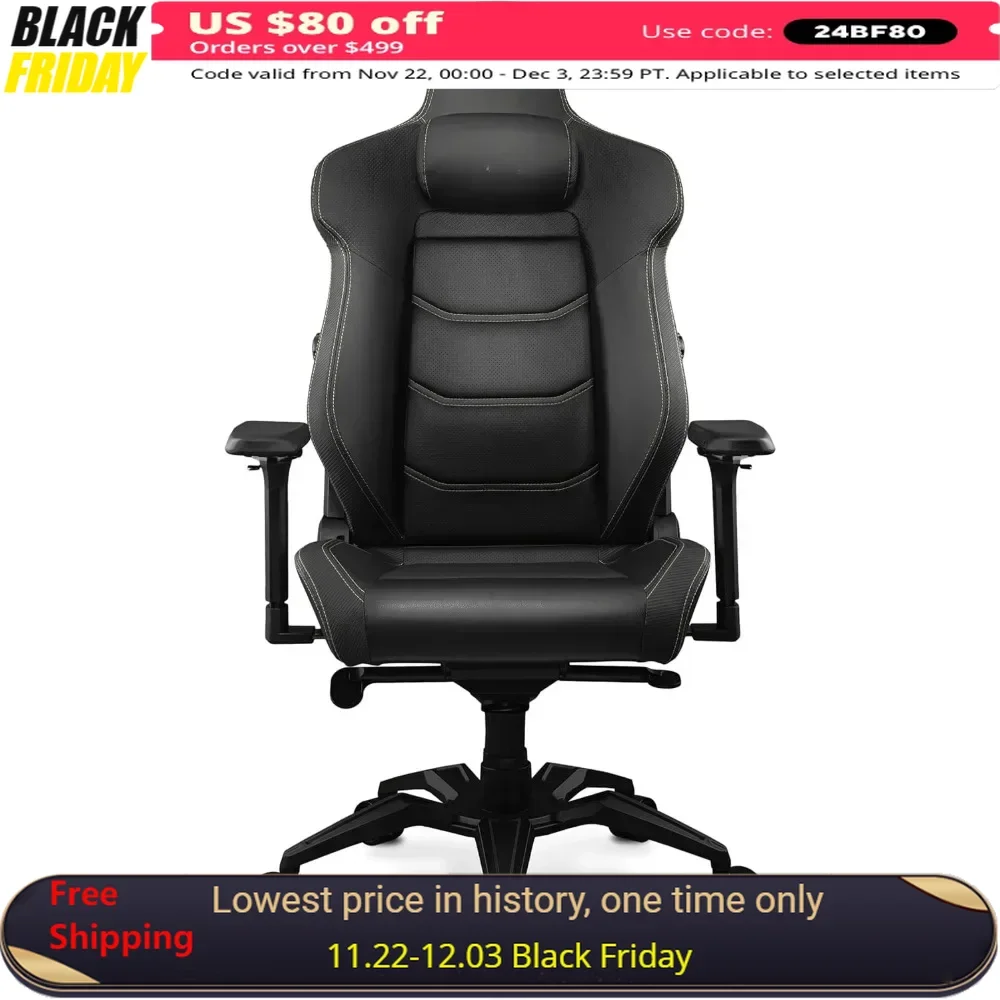 Gaming Chair with Breathable Premium PVC Leather, Integrated 4-Way Lumbar Support, Magnetic Neck Pillow Foam, Computer Chair