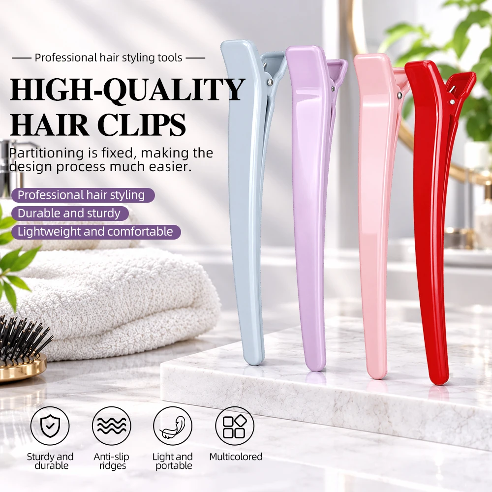 12pcs Professional Hair Clips Plastic Hairpins Salon Sectioning Clips Non-slip Hair Styling Tools for Women Barber Accessories