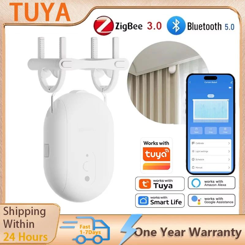 

Робот Tuya Zigbee/Bluetooth для трековых штор Tuya Smart Rail Curtain Robot Smart Curtain Pusher Робот Поддержка Siri Alexa Voice