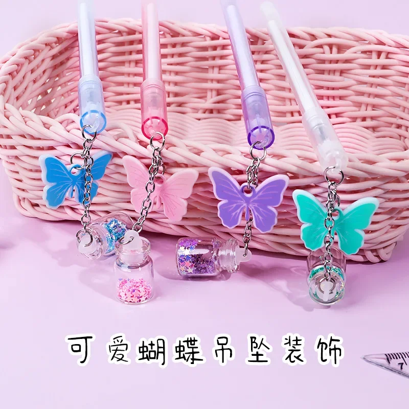1 قطعة قلادة على شكل فراشة لعبة هلام القلم Ins قلم حبر أسود اللوازم المكتبية المدرسية القرطاسية لطيف Kawaii الإبداعية جميل الحلو