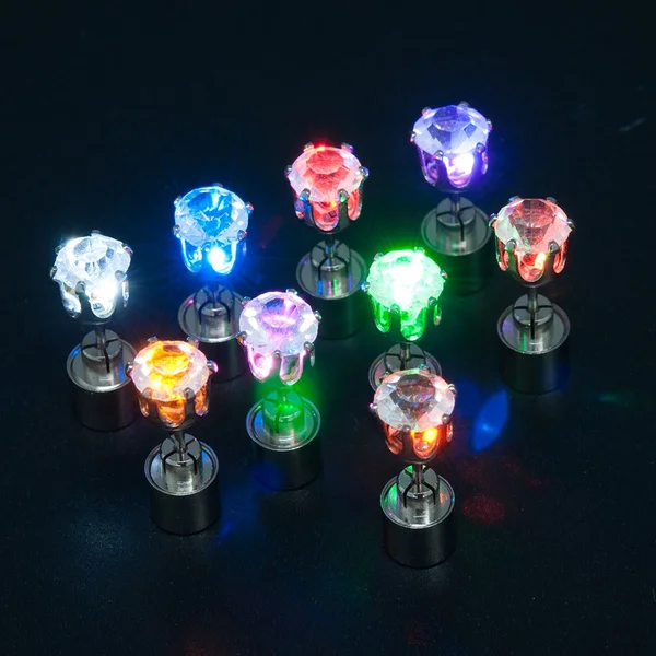 Unique Boys Girls LED Light Bling Studs Earrings Christmas Gift Halloween Party Night Earring Studs Fashion Jewelry