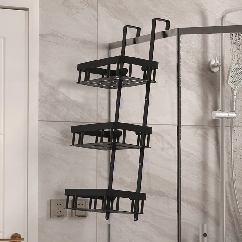 Bathroom Wall Mounted Three-Layer Storage Rack, Door Mounted Rack, Shower Gel Rack, Shower Room Supplies Storage Rack image 6
