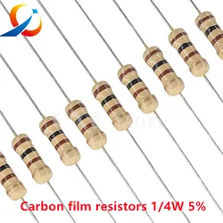 1000PCS Carbon Film Resistors 1/4W 5% 0R/1R/1.2R/1.8R/2R/3R/4.7R/5.6R/10R/47R/100R/150R/390R/470R/1K/2.7K/3K/5.1K/10K/47K NEW