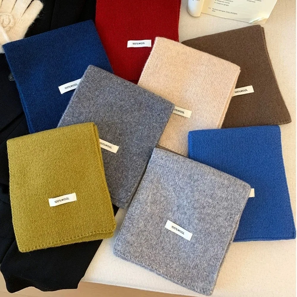 

Solid Color Cross Neck Warmer Windproof Thickened Wool Knitted Scarf Minimalist Cold Protection Women Winter Neckerchief