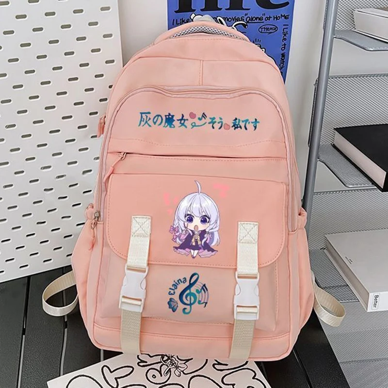 

Breathable mesh, Black White Blue Pink, Wandering Witch: The Journey of Elaina, School Bags, Anime Backpacks Girls Boys