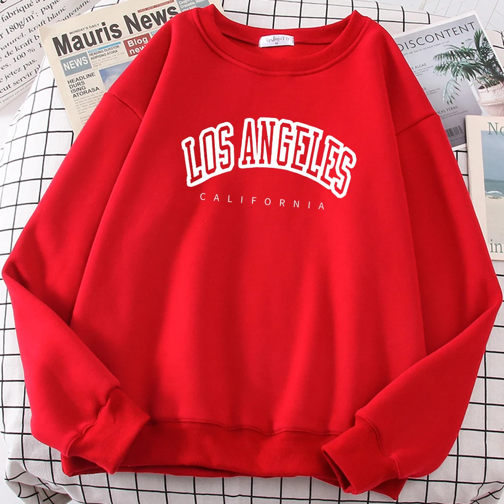 Los Angeles California City Streetwear Sweatshirt For Women Loose Oversized Clothing Personality Soft Letter Print Hoodies Woman