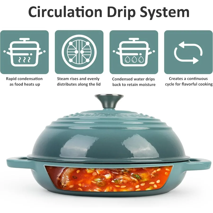 فرن هولندي من الحديد الزهر المطلي بالمينا مع غطاء وعاء خبز غير لاصق للخبز والطهاق أدوات طهي خزفي مقاومة للفرن شديدة التحمل