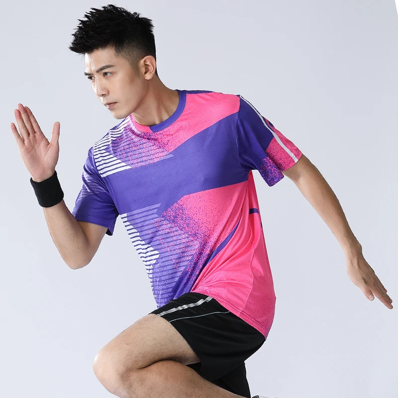 2022 New Batminton T-shirts Prints Fashion Sport Training Short Sleeve Quick Dry Volleyball Customize Tennis Shirts