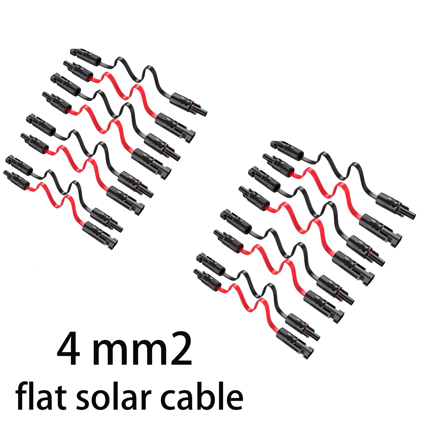 4-8 sets Flat solar cables 4 mm2 For Eco Worthy/ecoflow/zendure/oukitel Photovoltaic Systems roof solar generators 12SAWG Wire