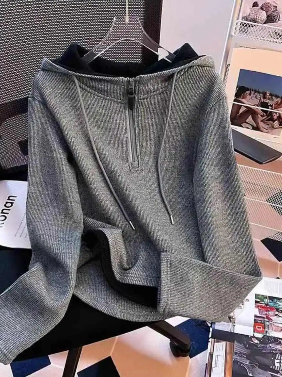 

Американская женская толстовка с длинным рукавом, однотонная, повседневная, с эффектом стройности, осенне-зимняя новинка, комфортная в носке