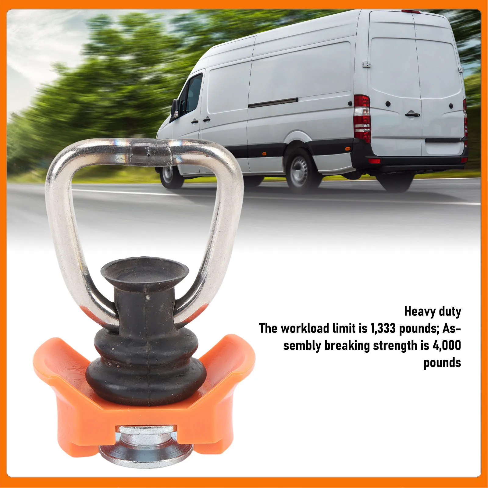 Single Stud L Track Fitting with D Ring 1333lb Capacity Spring Loaded L Track Rail Tie Down Fitting for Van Pickup Truck