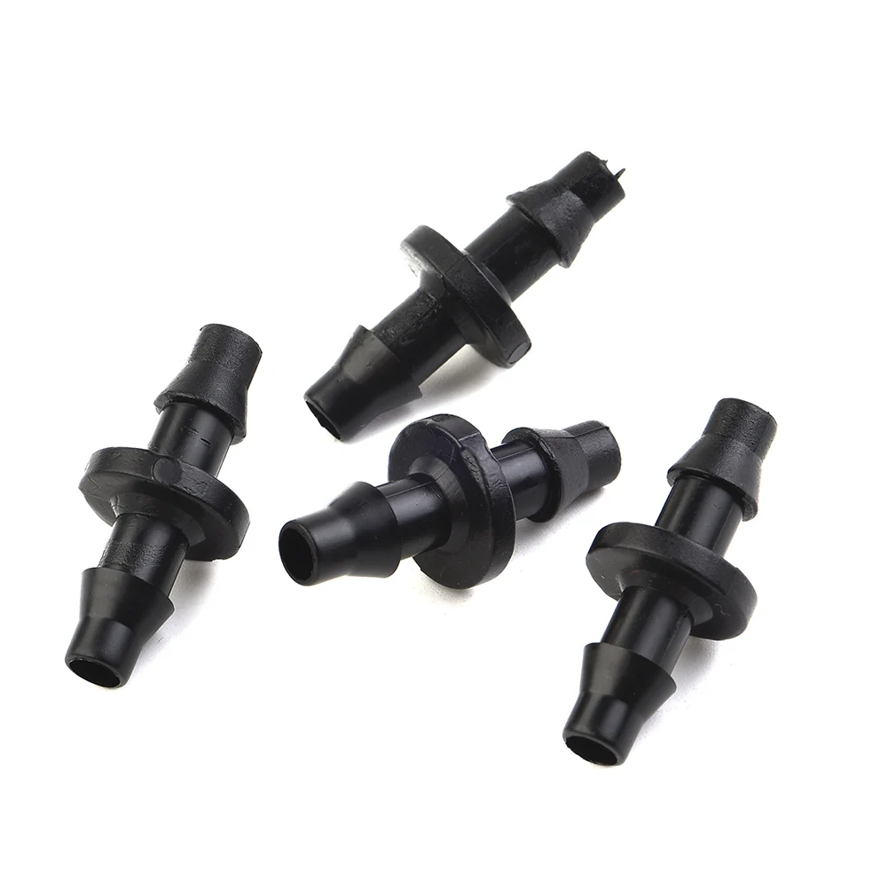 for 4/7mm hose Irrigation Connector Barbed Connector Plastic for Double Way 100PC 1/4 Black Practical High Quality