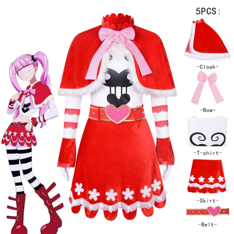 

Anime One Cosplay Piecee Perona Costume Cos Spooky Princess Women Clothes Role Play Party Pink Wigs Dress Girl Outfits Cloak