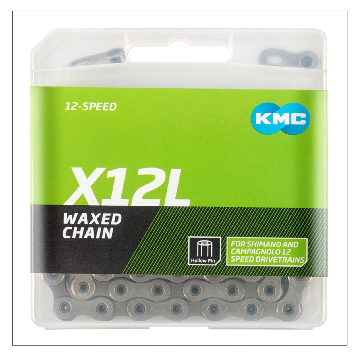 KMC Fahrradkette 12-fach MTB Rennradkette 126 Glieder Extra Leichte Mountainbike 12S Current Waxed Go Version für Shimano – Detail 13