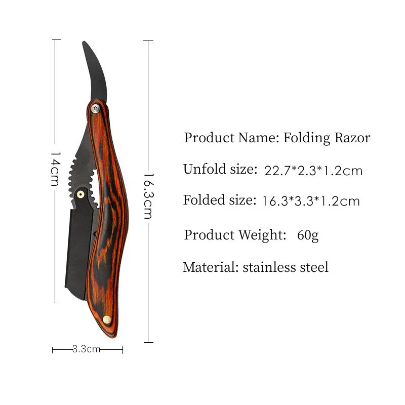 ماكينة حلاقة احترافية للرجال ماكينة حلاقة يدوية بحافة مستقيمة من الفولاذ المقاوم للصدأ ماكينة حلاقة قابلة للطي مع شفرة #5