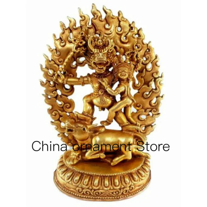 Buddhist Statue and Spouse Shakti in the Mountains, All Gold Plated, High Quality