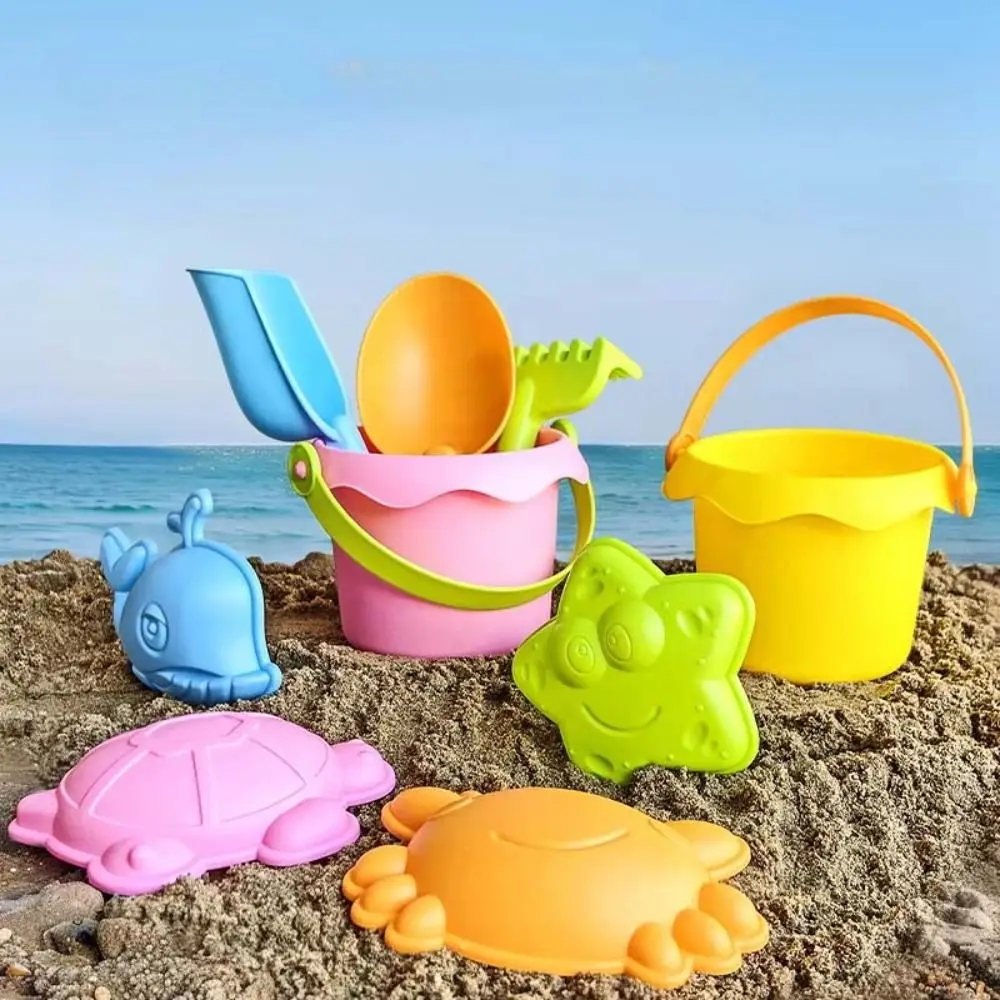 Creative Multicolor Beach Toy Set Smooth Soft Plastic Beach Bucket Wear-resistant Durable Sand Toy Outdoor Game