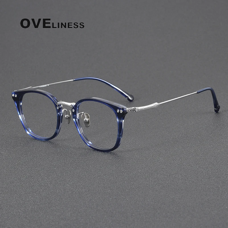 Acetate Titanium Glasses Frame for Men Retro Vintage square myopia Prescription Eyeglasses frames women Spectacles full Eyewear