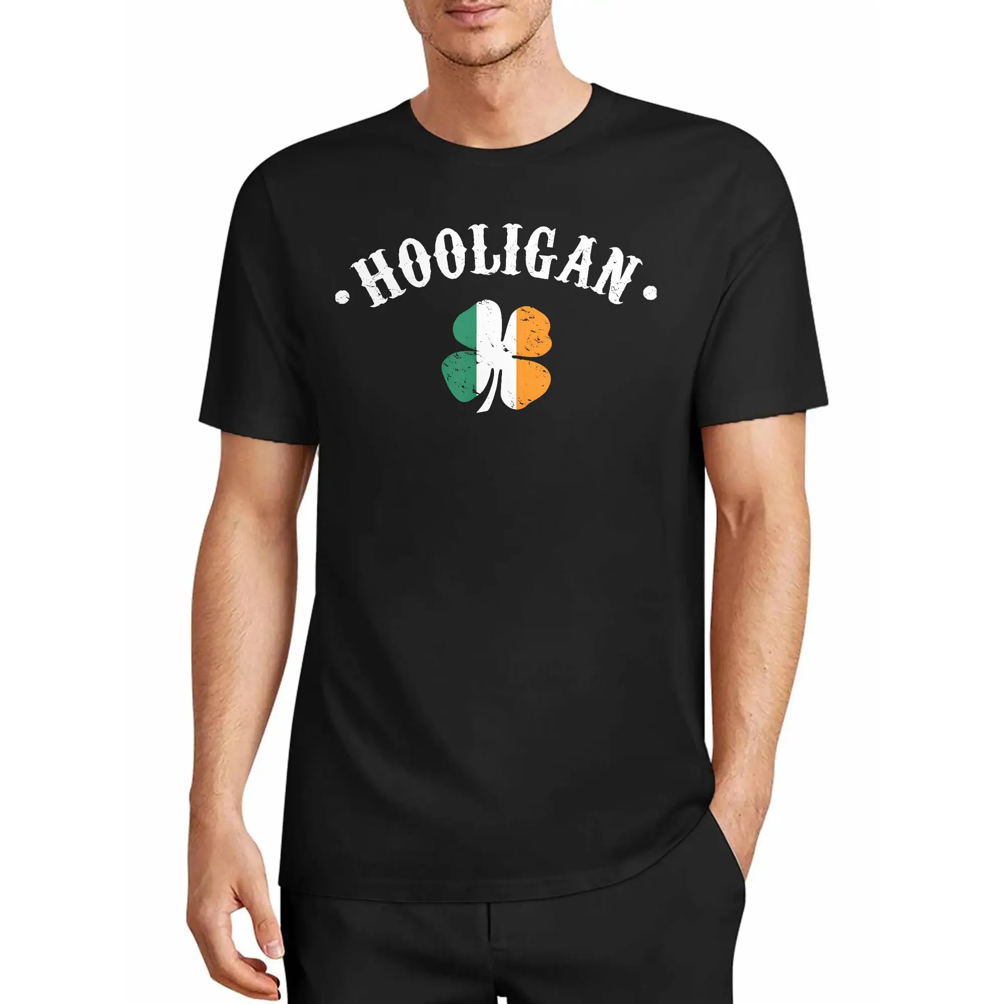 Men's T-Shirt: Hooligan St. Patrick's Day Irish Shamrock Flag Casual Style, Comfortable Fit