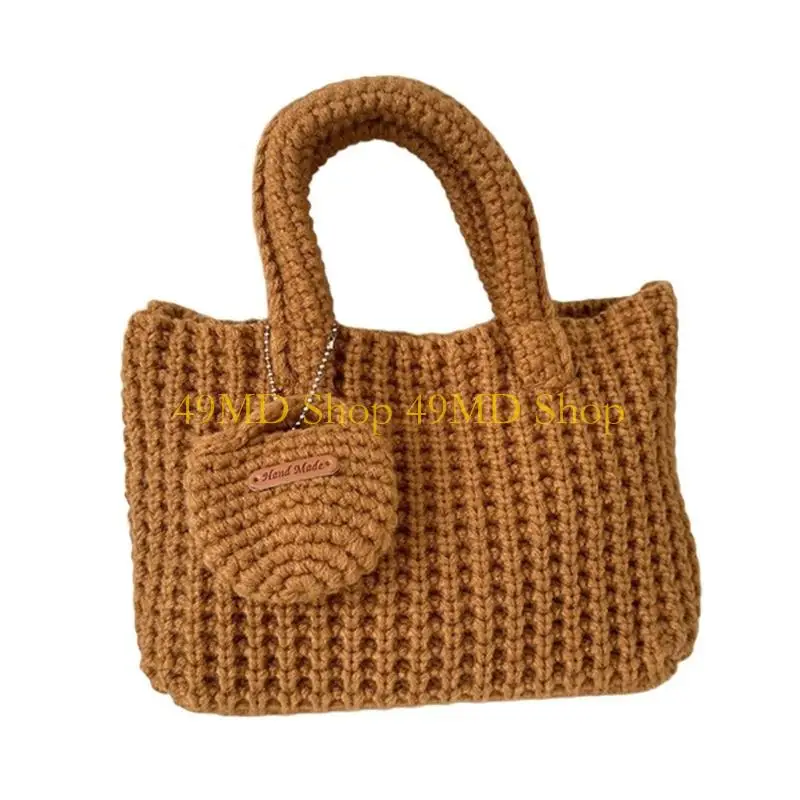 49MD Soft Yarn Crochet Handbag Top Handle Bag Soft Handbags for Fashion Enthusiasts