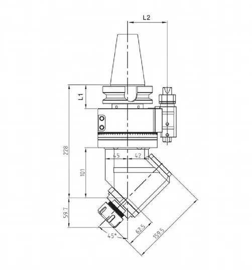 AG45-ER32 90 رأس زاوية عالي الدقة مناسب لمركز التصنيع باستخدام الحاسب الآلي BT/HSK/SK/CAT