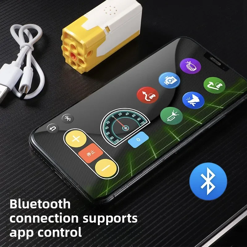 Motor elétrico compatível com blocos de construção educacionais STEM com controle de APP Motor ML de carregamento USB para MOC