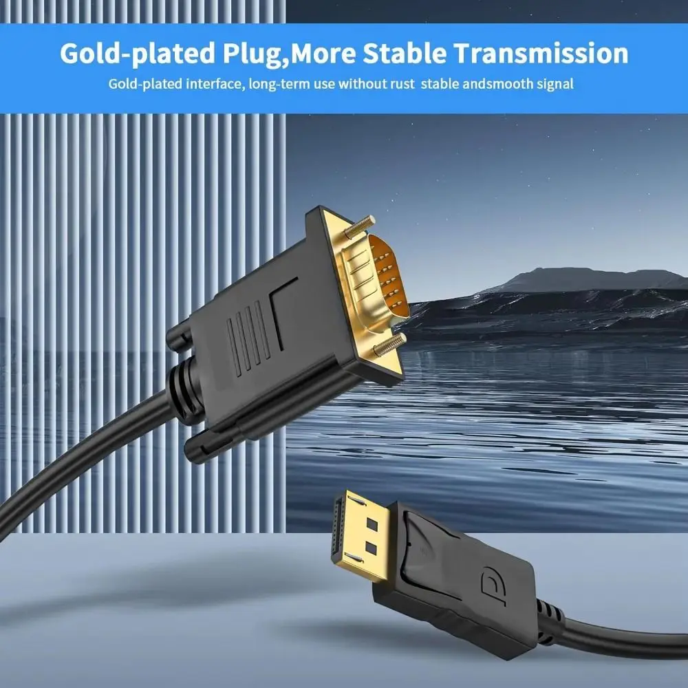 

Подключение кабеля DP-VGA Удлинительный кабель 24+1-контактный адаптер DisplayPort-VGA 1080P 1,8 м Преобразование HD-видеокабеля ТВ Ноутбук