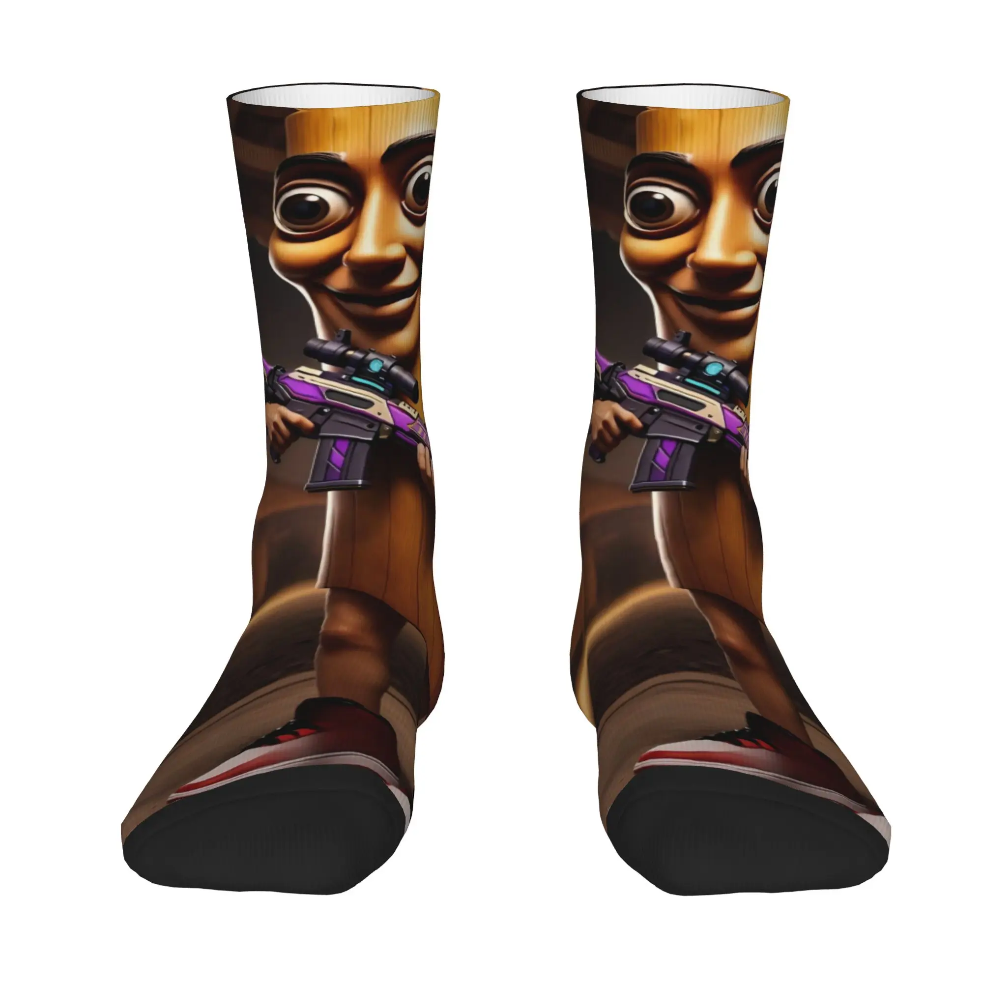 Funny Sock  Tung Tung Tung Sahur 14 Rock Quality Pattern Printed Men Crew Socks Novelty Men's Socks