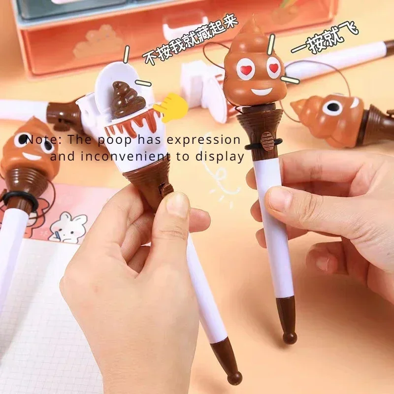 1pc Creative Cute Toilet Poo Shit Bounce Pen Fun Ballpoint Pen Cartoon Stress Relief Ballpoint Pen School Supplies Kids Gift Toy