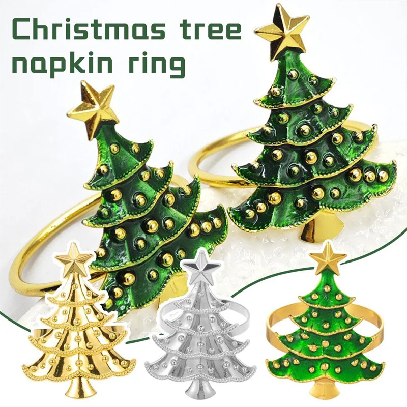Gold Napkin Rings Set for Christmas Winter Wedding,Christmas Hemp Rope Metal Home Table Decorations,for Kitchen Banquet Ring hol