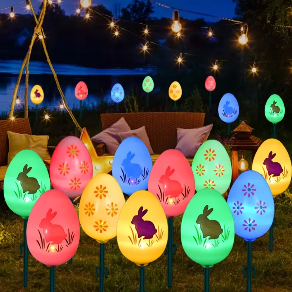

Свет для яиц на солнечной энергии, уличный пасхальный водонепроницаемый декор, светящиеся яйца для крыльца, лужайки, двора, сада, освещения
